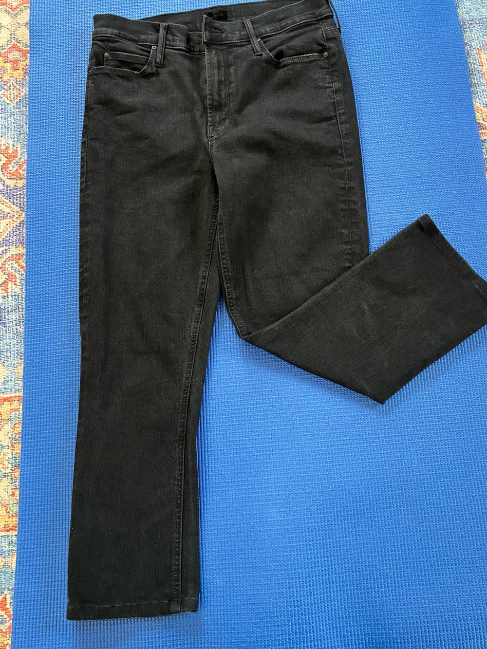 MOTHER Cropped Black Straight Jeans